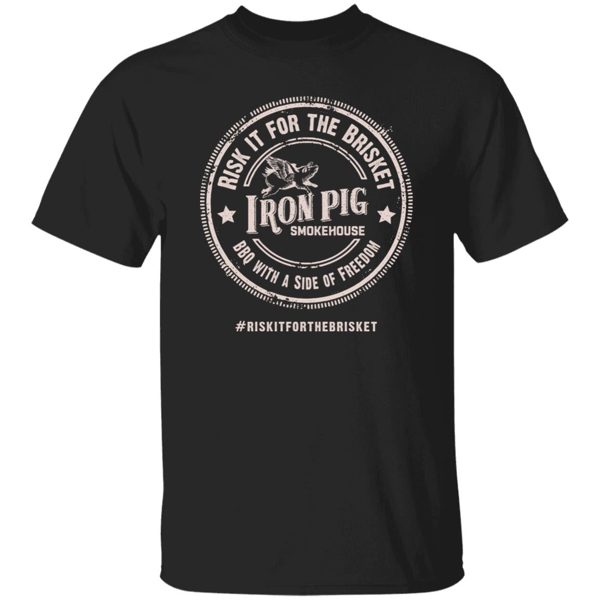 #RiskItForTheBrisket 5.3 oz. T-Shirt (White logo)